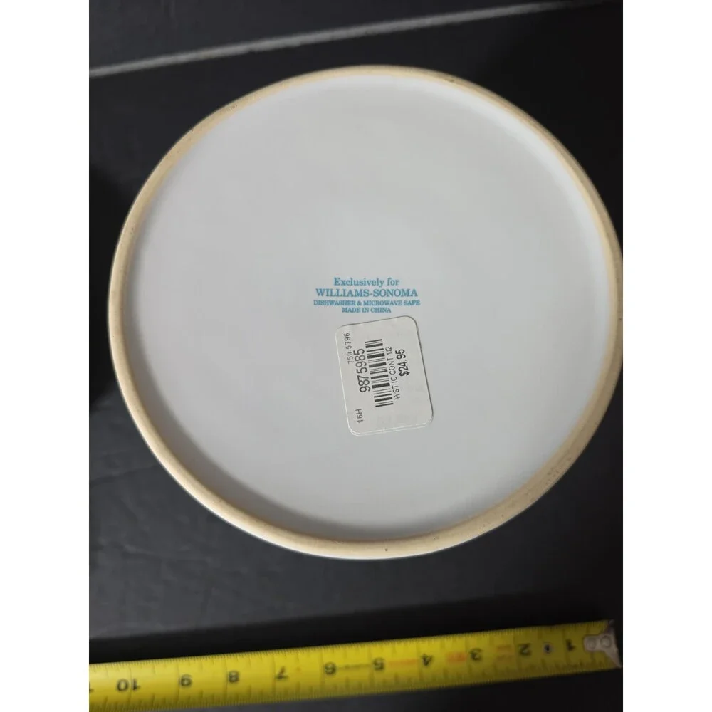Vtg. William Sonoma Ice Cream White Crock w/ GREAT Blue Lid Graphics VERY NICE!!